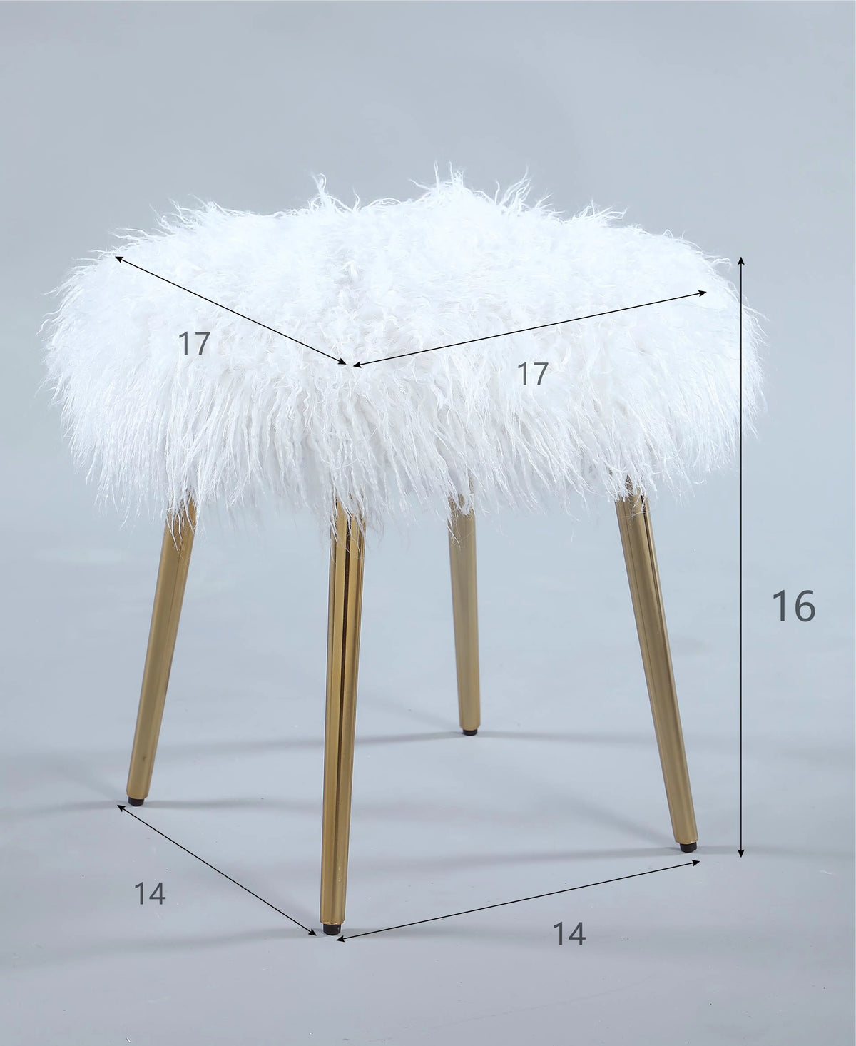 White Faux Fur Accent Ottoman F9611