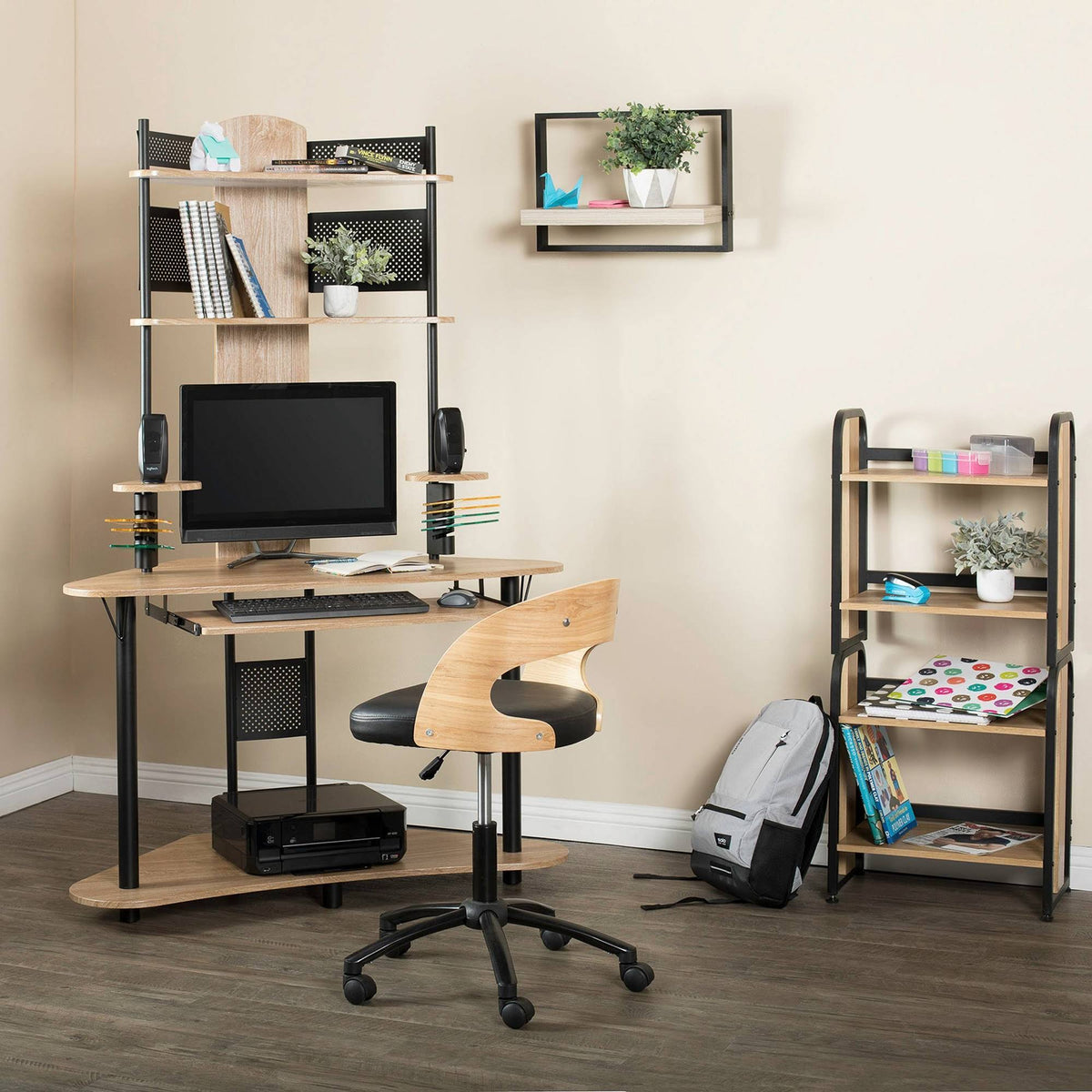 Arch Corner Computer Desk with Hutch / Tower Z173075