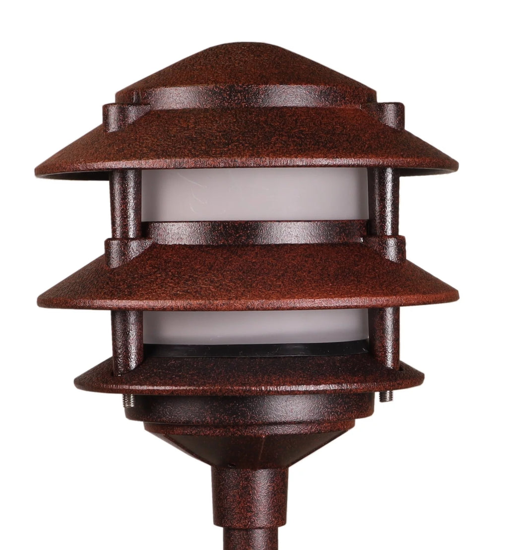 3-Watt LED Low-Voltage Cast Aluminum 3 Tier Pagoda Landscape Light P76950