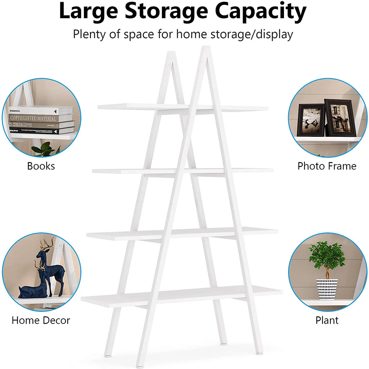 4-Tier White Bookshelf Y822699