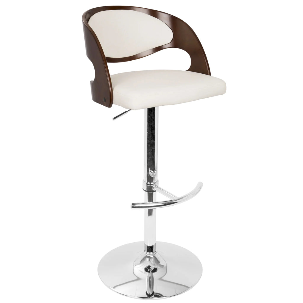 Cherry and White Faux Leather Adjustable Swivel Barstool R5864