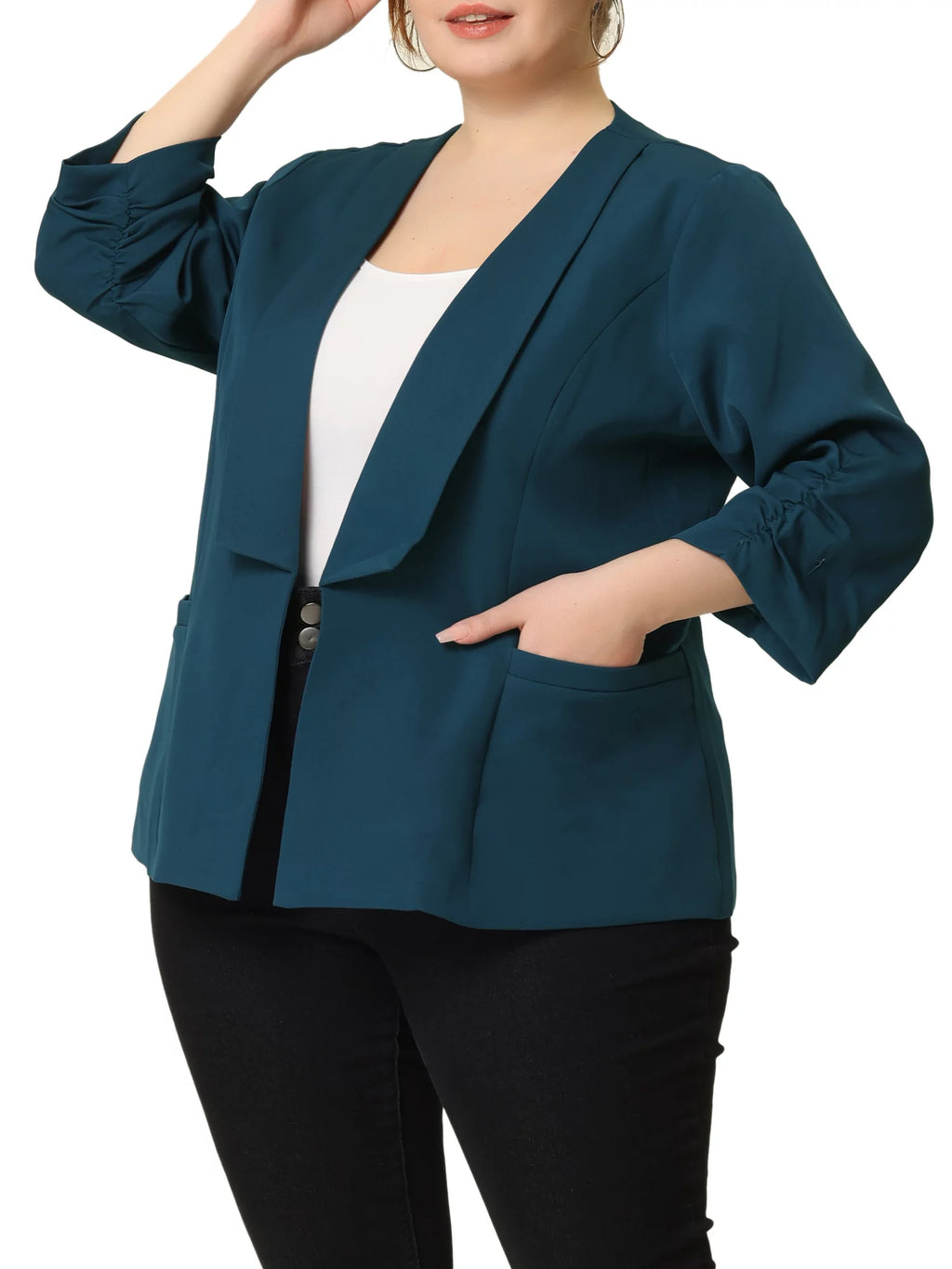 Plus Size 3/4 Sleeves Boyfriend Blazer D308