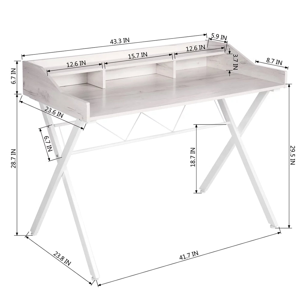 43.3" Computer Desk with 3 Open Cubbies W192