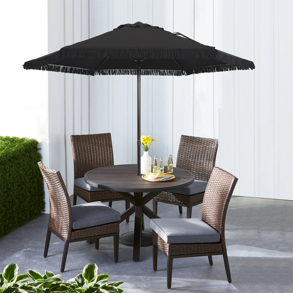 White 7.5' Round Patio Umbrella with Steel Pole R70954