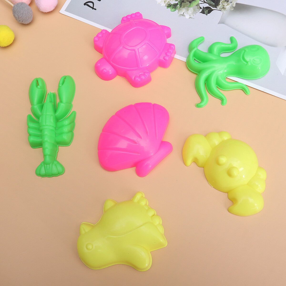 6pcs Beach Sand Toys Set with Sand Tray P30834