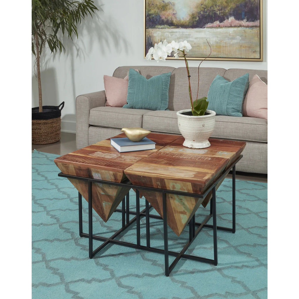 Reclaimed Wood & Iron Square Cocktail Table V398