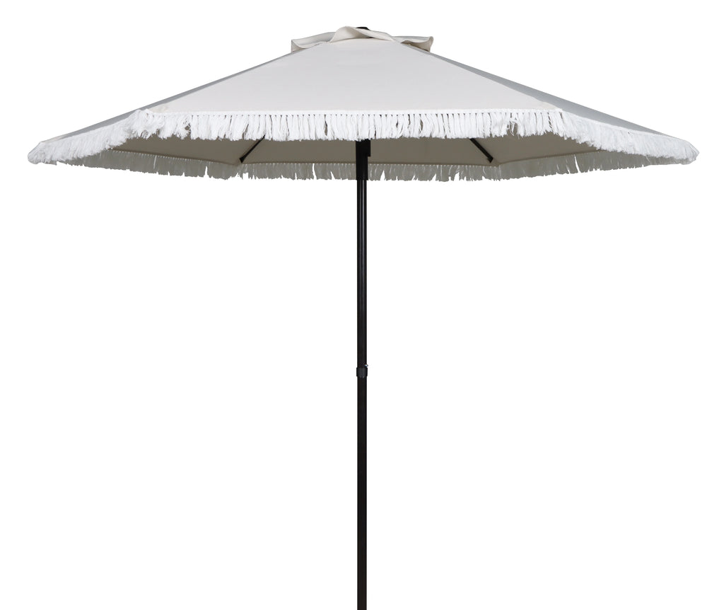 White 7.5' Round Patio Umbrella with Steel Pole R70954