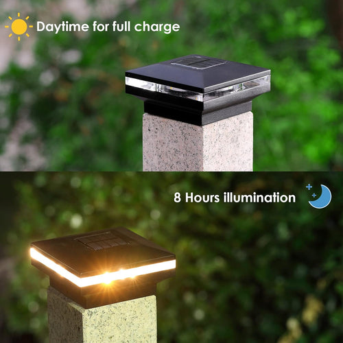 12pcs LED Warm White Solar Post Cap Lights for 4x4 6x6 Wooden Posts W528