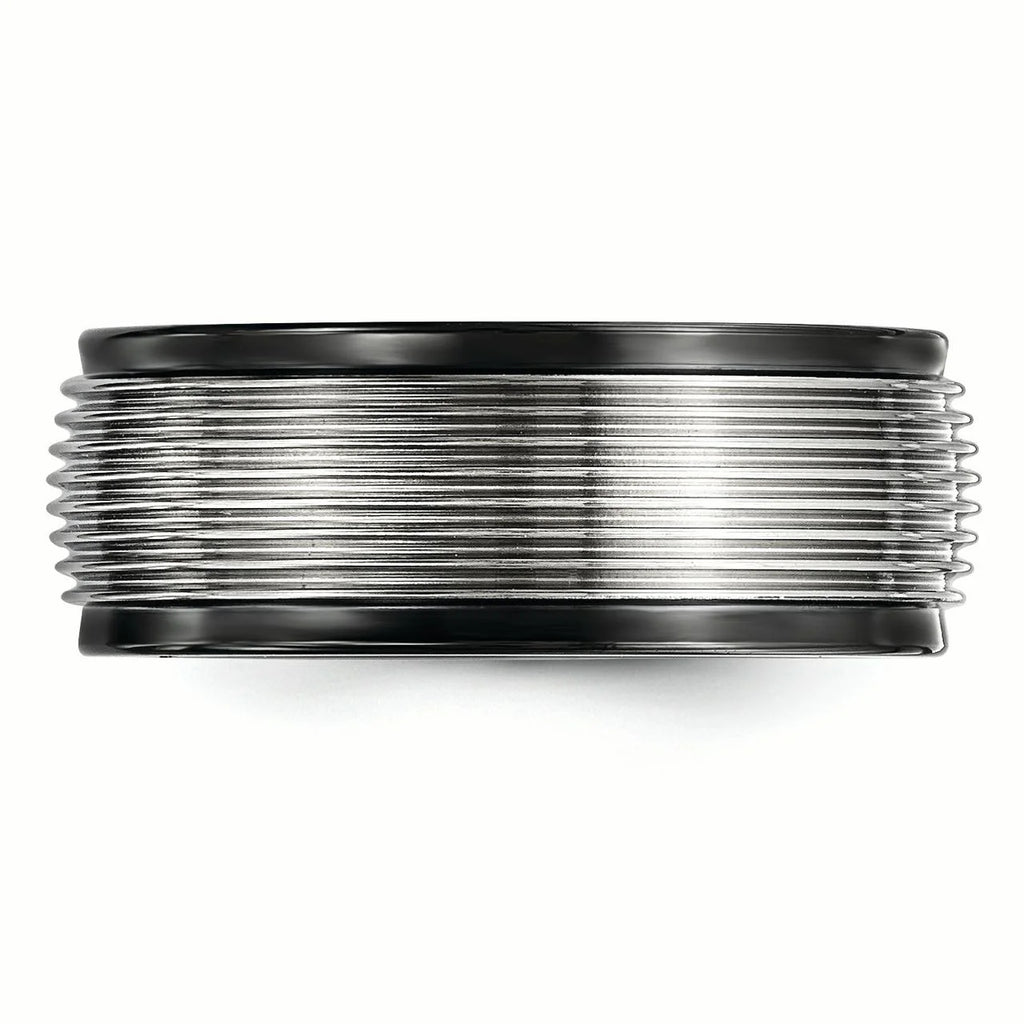 Black Ti & Titanium Polished Grooved Ring P7439