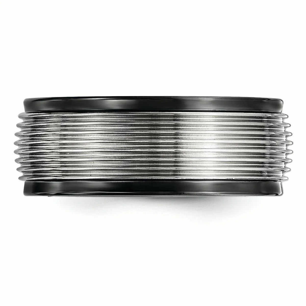 Black Ti & Titanium Polished Grooved Ring P7439