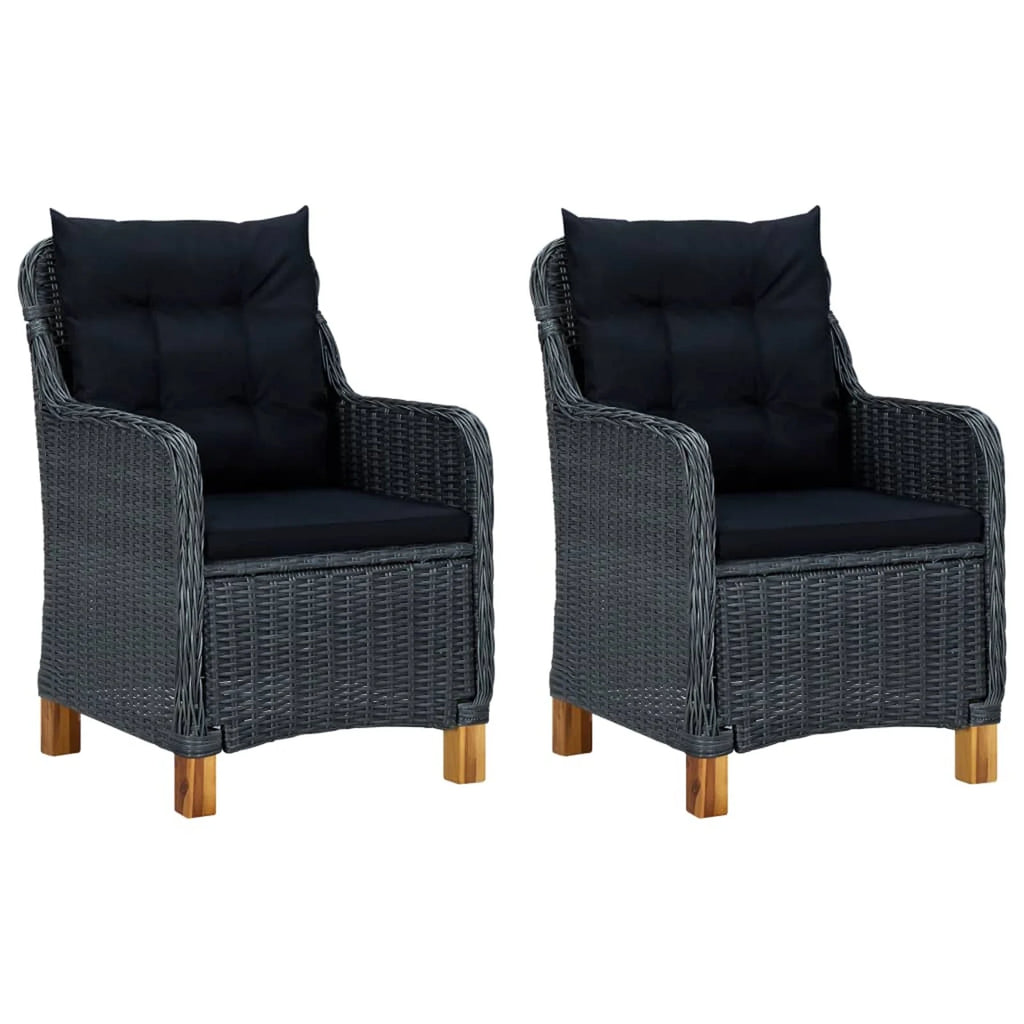 2 pcs Poly Rattan Dark Gray Patio Chairs with Cushions N589865