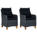 2 pcs Poly Rattan Dark Gray Patio Chairs with Cushions N589865