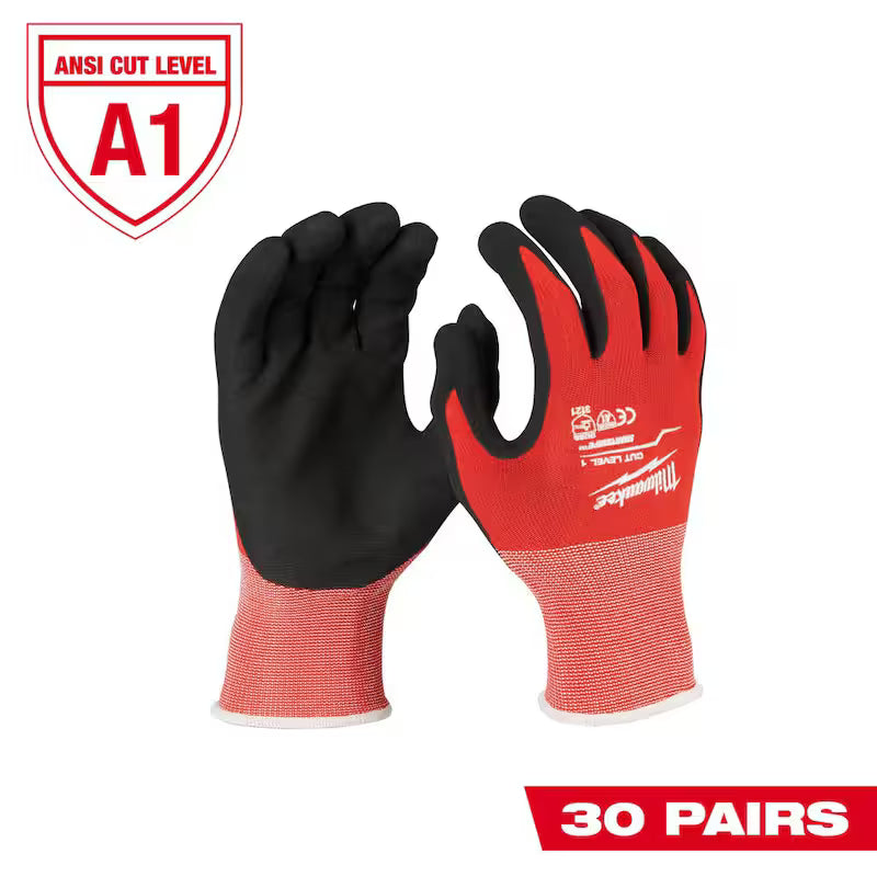 Medium Red Nitrile Cut Resistant Work Gloves 30-Pack L32986