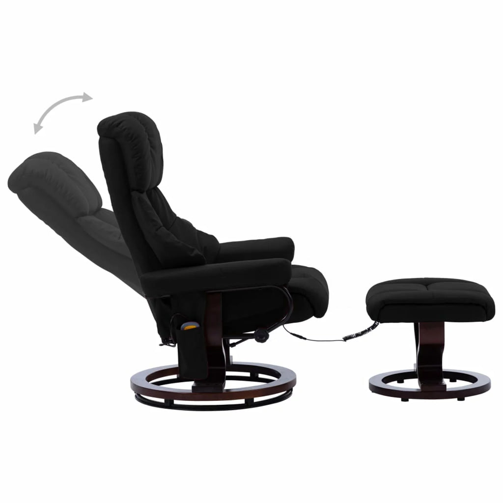 Black Faux Leather Massage Recliner with Ottoman W66921