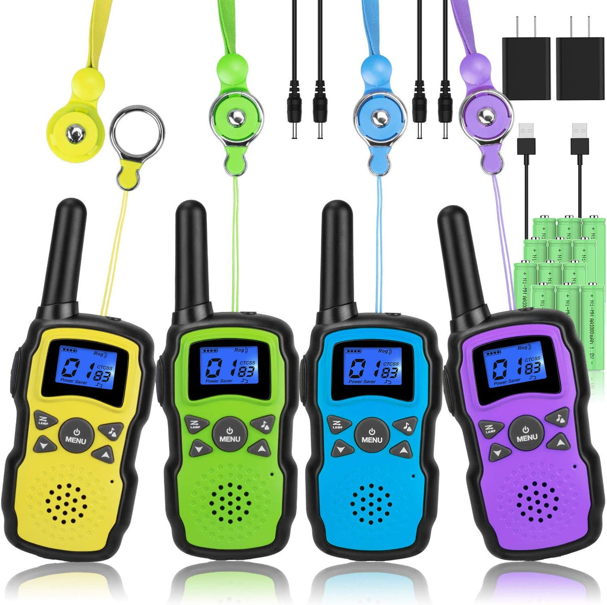 Rechargeable 4 Pack 2 Way Radio with 2 USB Chargers 12000mAh Battery V405