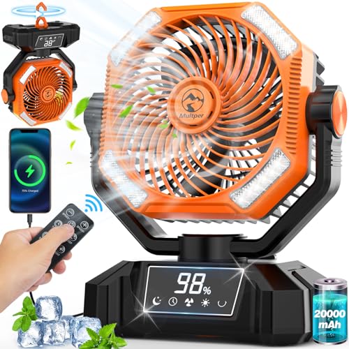 20000mAh Rechargeable Battery Powered Camping Fan with LED Lantern C61898