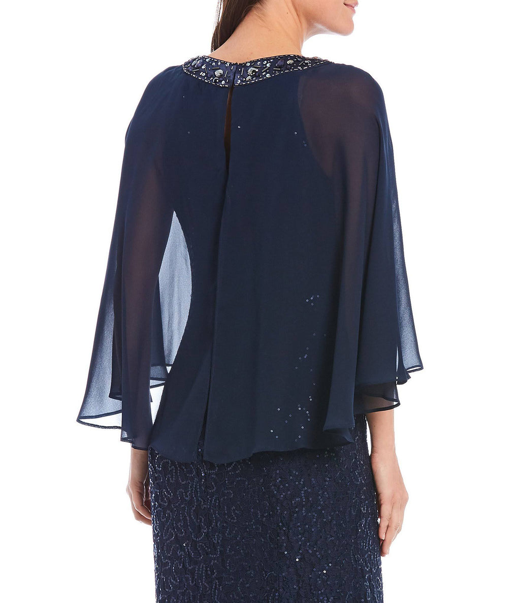 Sequined Cape Gown E221