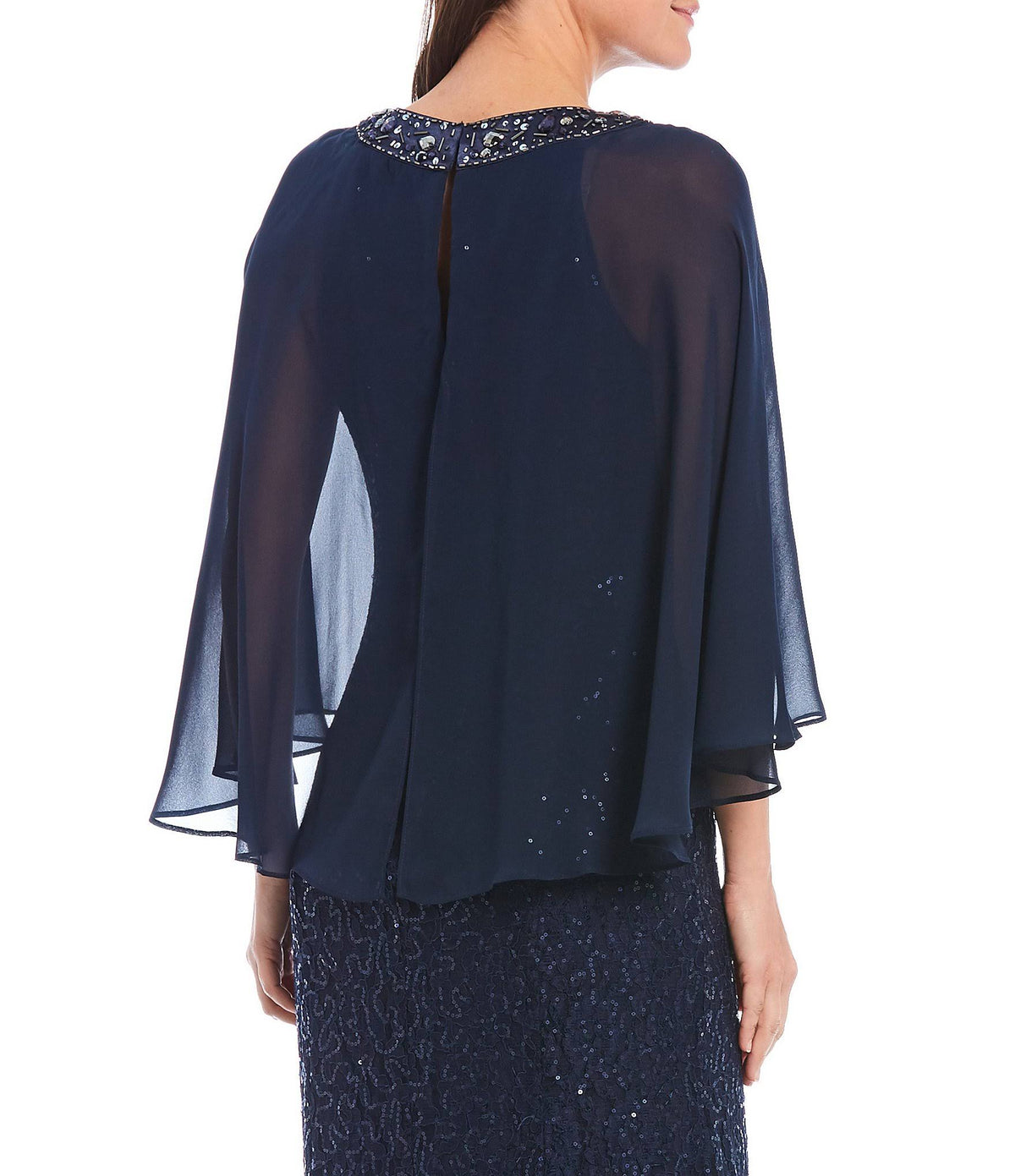 Sequined Cape Gown E221