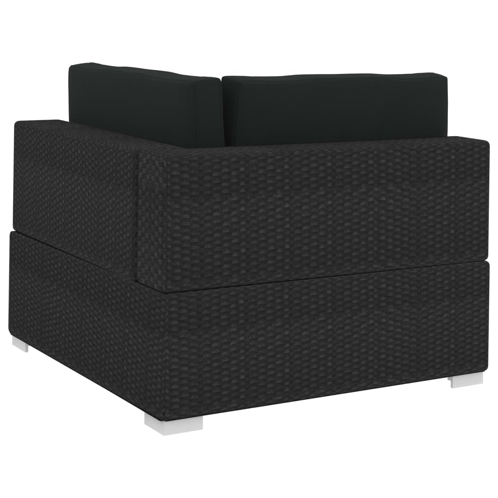 Black Poly Rattan Patio Sofa Set with Cushions V38294