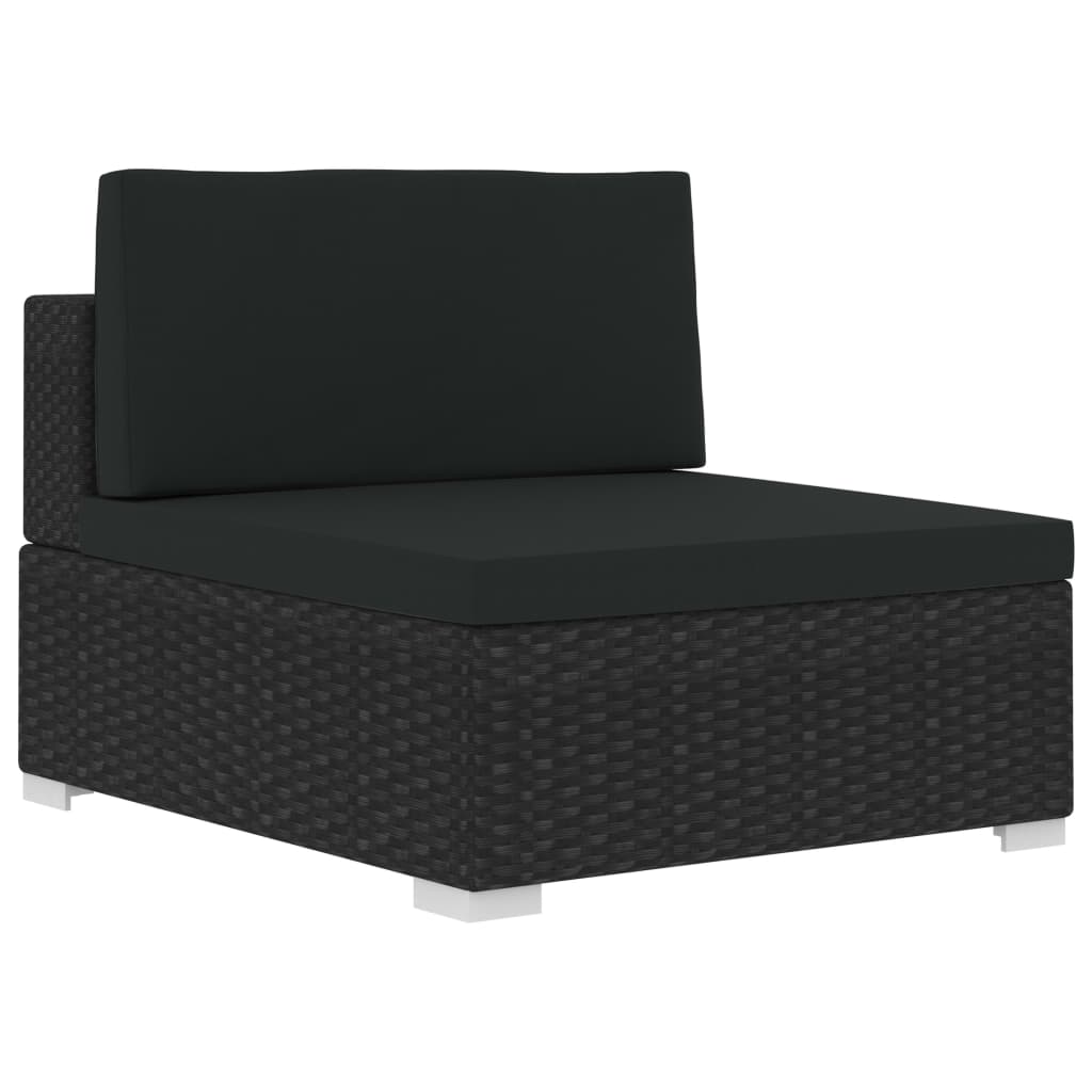 Black Poly Rattan Patio Sofa Set with Cushions V38294