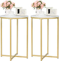 Round Faux Marble Side Table Set Of 2 S1049