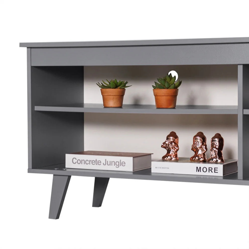 Black TV Stand with Storage Shelves L150076