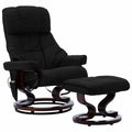 Black Faux Leather Massage Recliner with Ottoman W66921