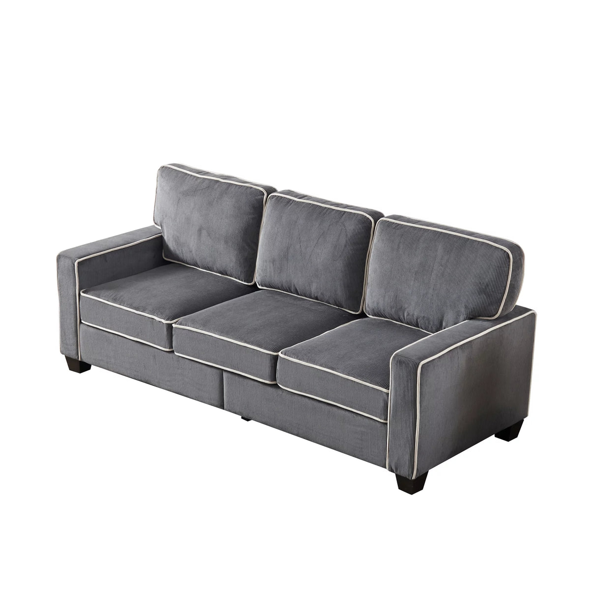 Dark Grey Corduroy Sofa with Storage K55689