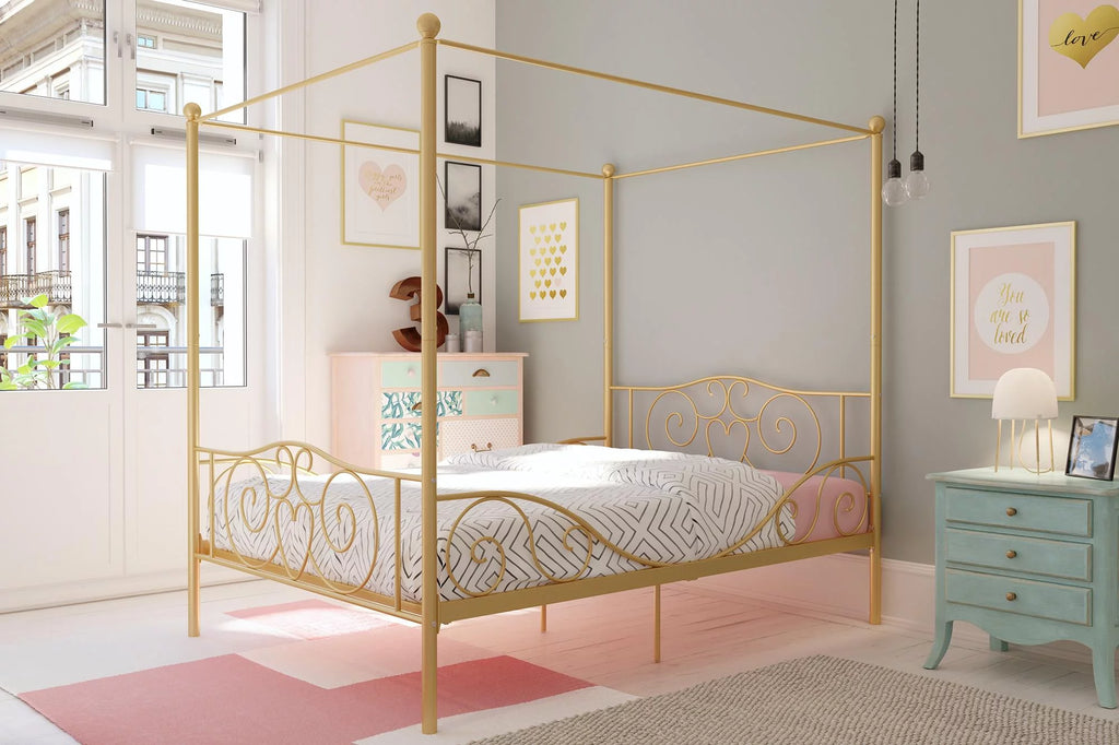 Pink Twin Metal Canopy Bed E6530