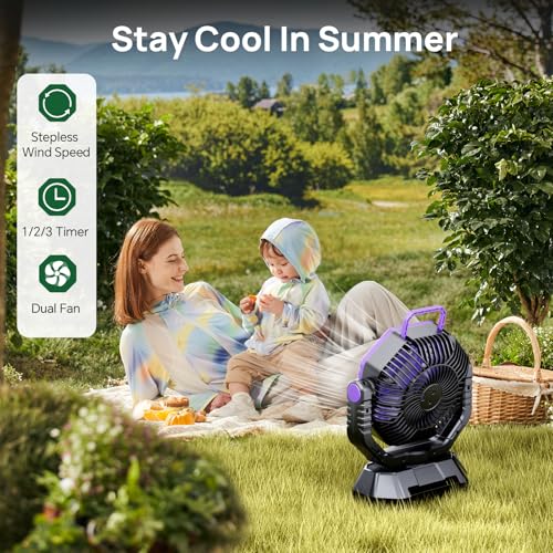 20000mAh Portable Rechargeable Battery Powered Fan with Light P98501