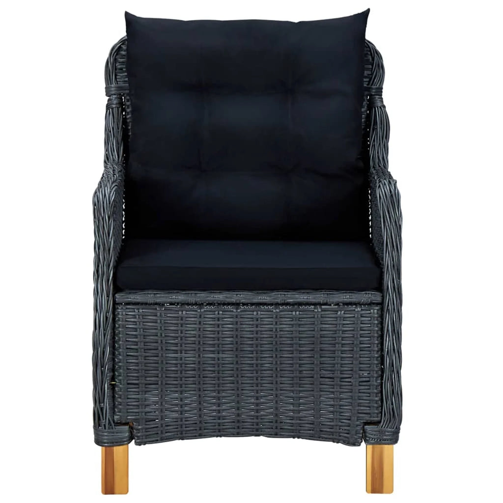 2 pcs Poly Rattan Dark Gray Patio Chairs with Cushions N589865