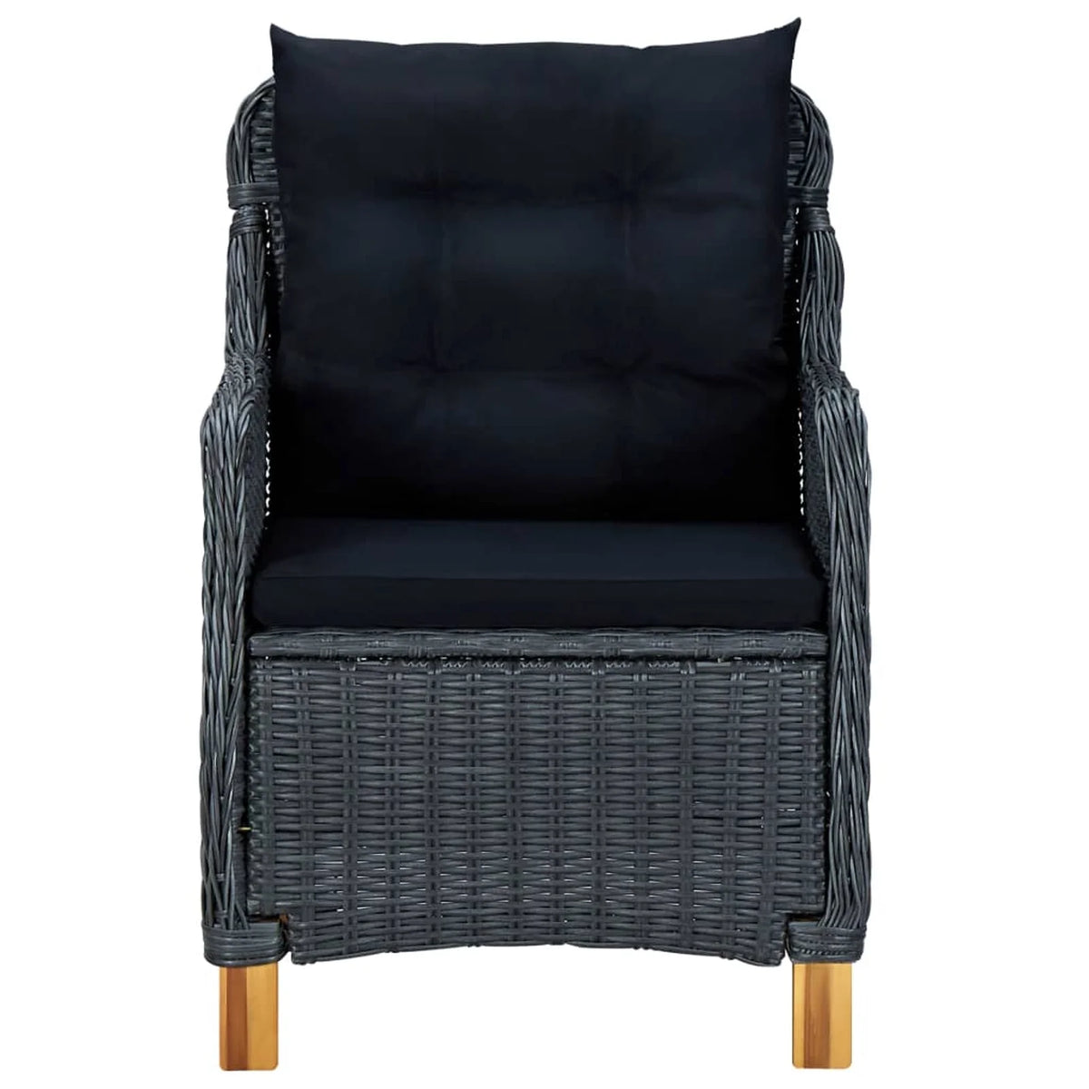 2 pcs Poly Rattan Dark Gray Patio Chairs with Cushions N589865