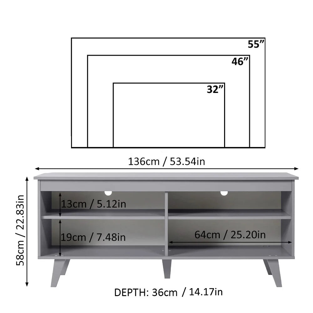 Black TV Stand with Storage Shelves L150076