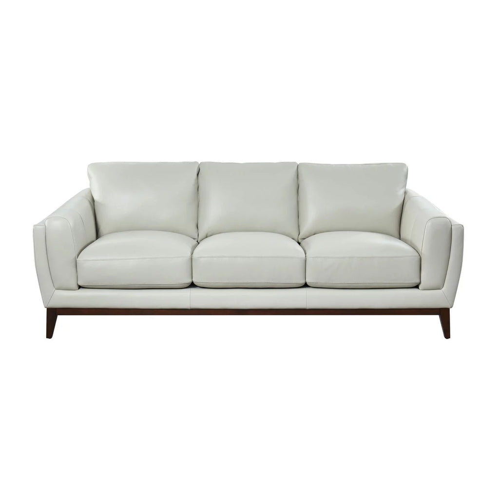 White Wood and Top Grain Leather Sofa Z944